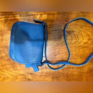 Coach Patricia Saddlebag (Small blue Coach purse with black hardware)